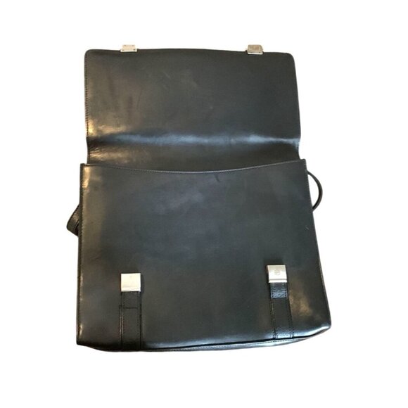 Mark Cross Black Leather Messenger Bag With Silver Hardware - Picture 2 of 12